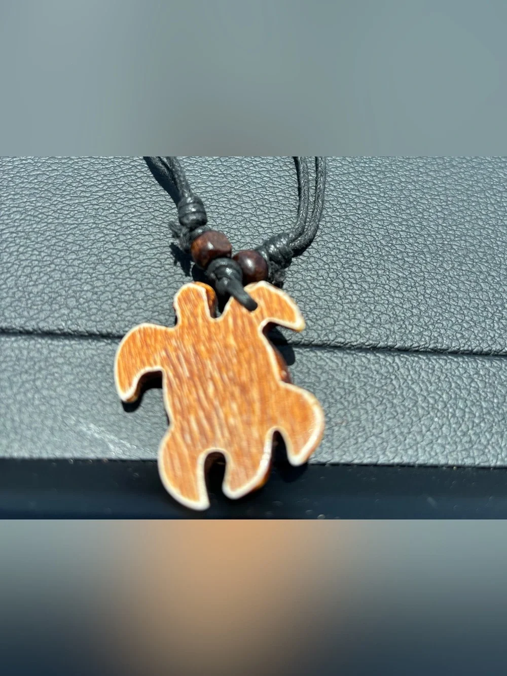 TAINO/PUERTO RICO TURTLE Necklace in Brown and black adjustable necklace - Picture 3 of 4